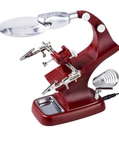 LENTE DI INGRANDIMENTO CON 2 PINZE 2 LED DA TAVOLO SUPPORTO SALDATORE STAGNO