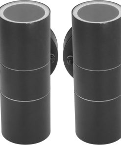 2X APPLIQUE LED DA ESTERNO FARETTO DOPPIA ILLUMINAZIONE GIARDINO PARETE NERI