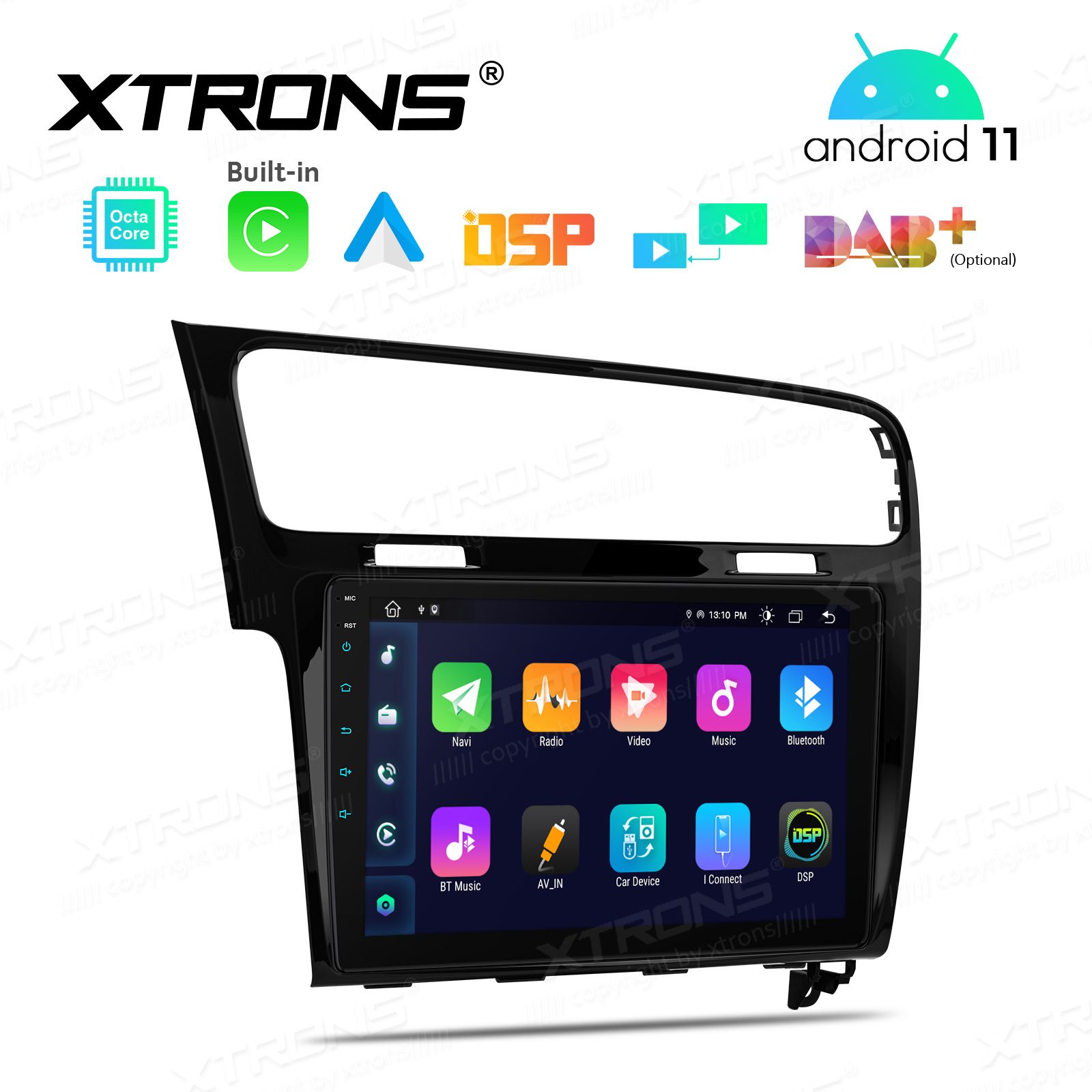 AUTORADIO ANDROID 11 GOLF 7 10 POLLICI STEREO AUTO NAVI GPS WIFI COMANDI VOLANTE - immagine 7