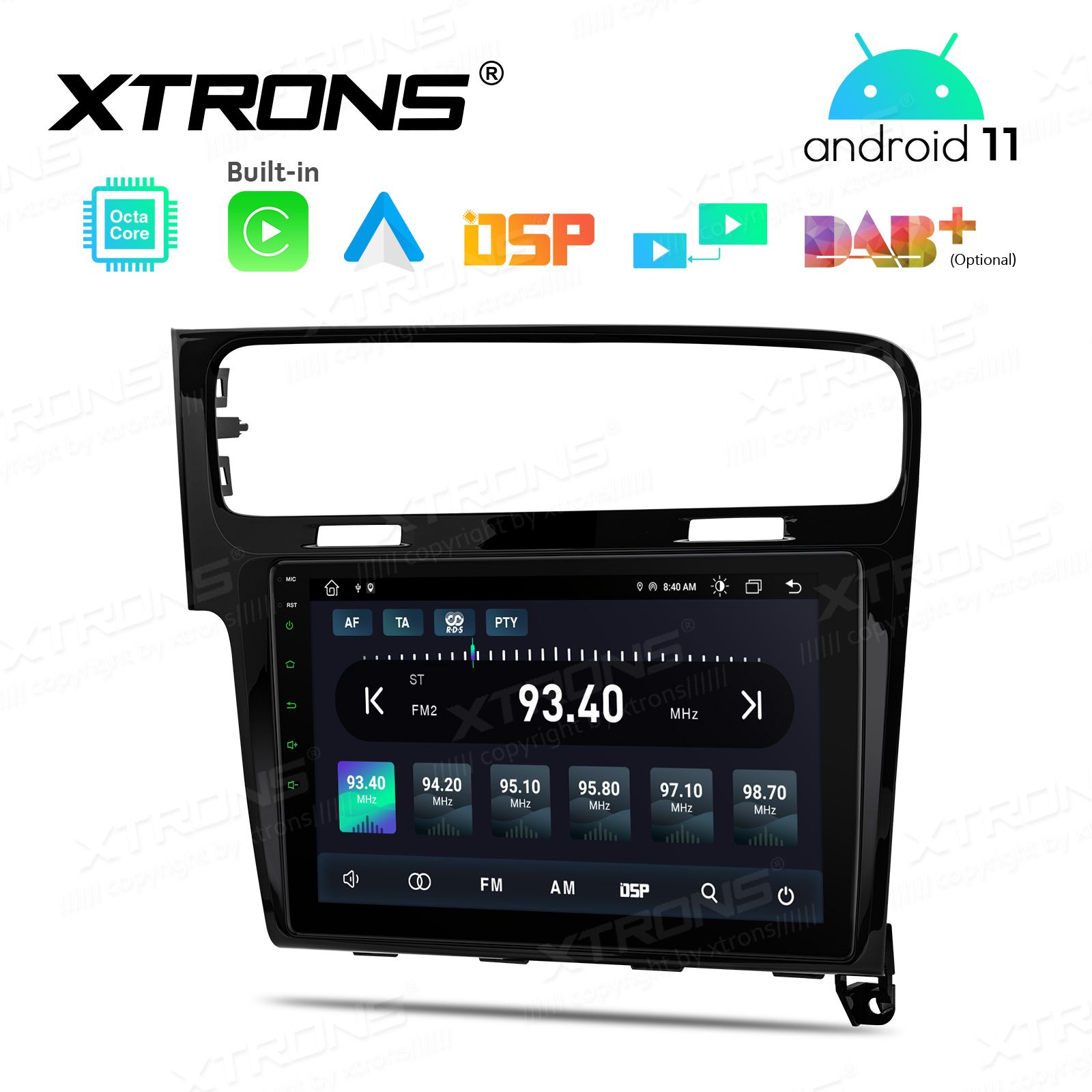 AUTORADIO ANDROID 11 GOLF 7 10 POLLICI STEREO AUTO NAVI GPS WIFI COMANDI VOLANTE - immagine 8