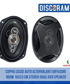 COPPIA CASSE AUTO ALTOPARLANTI DIFFUSORI 800W 16X23 CM STEREO OVALI 6X9 SPEAKER