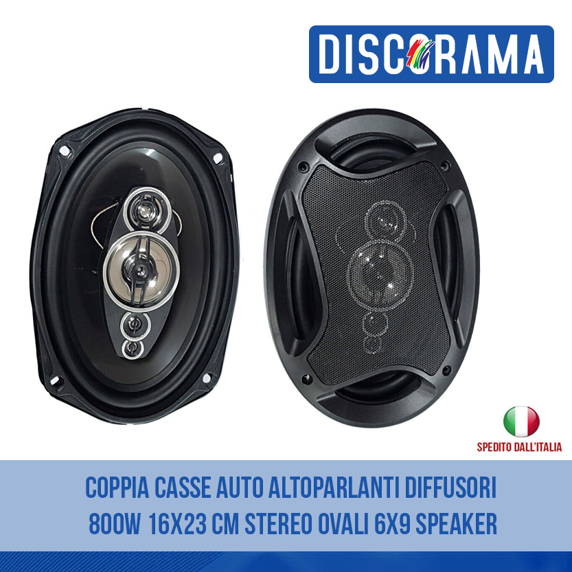 COPPIA CASSE AUTO ALTOPARLANTI DIFFUSORI 800W 16X23 CM STEREO OVALI 6X9 SPEAKER
