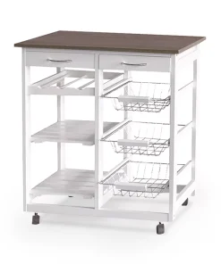 Carrello da Cucina in Bamboo Bianco Grande