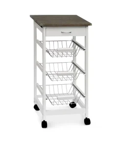 Carrello da Cucina in Bamboo Bianco