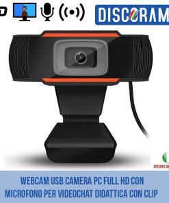 WEBCAM USB CAMERA PC FULL HD CON MICROFONO PER VIDEOCHAT DIDATTICA CON CLIP