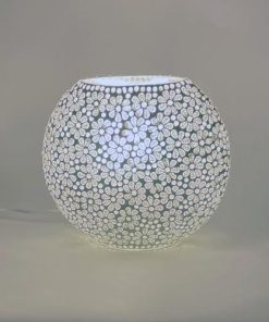 Lampada da tavolo in vetro mosaicata White Daisy