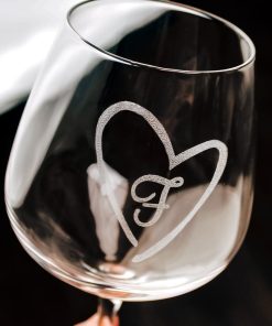 Calice da Vino Personalizzato con Cuore e Iniziale