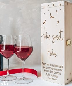 Cassettina Porta Vino in Legno Personalizzata con Uccellini – Idea Regalo Casa Nuova