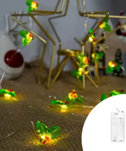 Catena decorata con 20 foglie luminose a Led Bianco Caldo 2 metri a batteria Wisdom