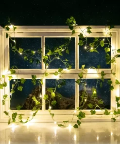 Catena decorata con foglie di edera a energia solare 50 Led 5 metri Bianco caldo Aigostar