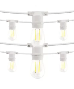 Catena di luci lineare 10 metri con 10 lampadine E27 Bianco caldo 2700K IP54 Bianca Wisdom