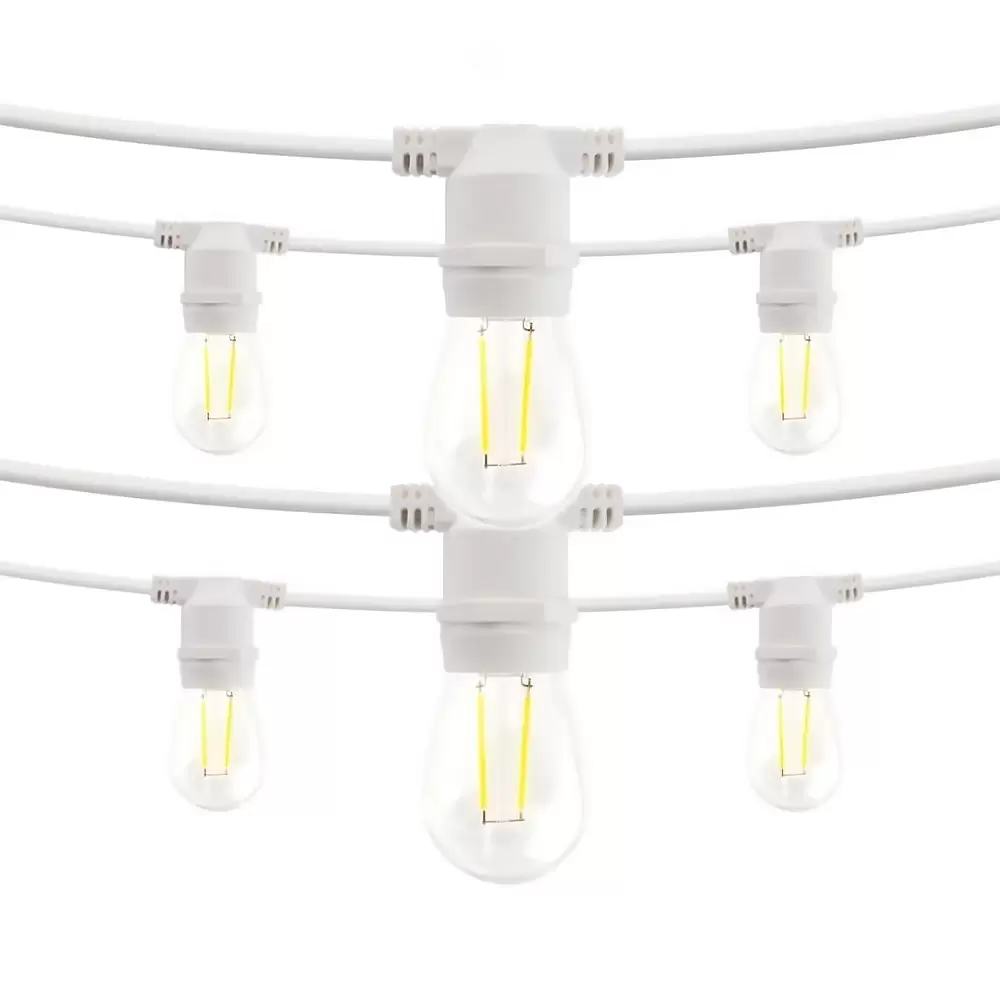 Catena di luci lineare 10 metri con 10 lampadine E27 Bianco caldo 2700K IP54 Bianca Wisdom