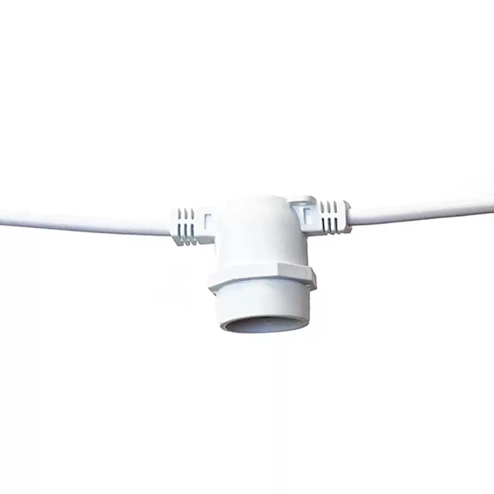 Catena di luci lineare 10 metri con 10 lampadine E27 Bianco caldo 2700K IP54 Bianca Wisdom - immagine 7