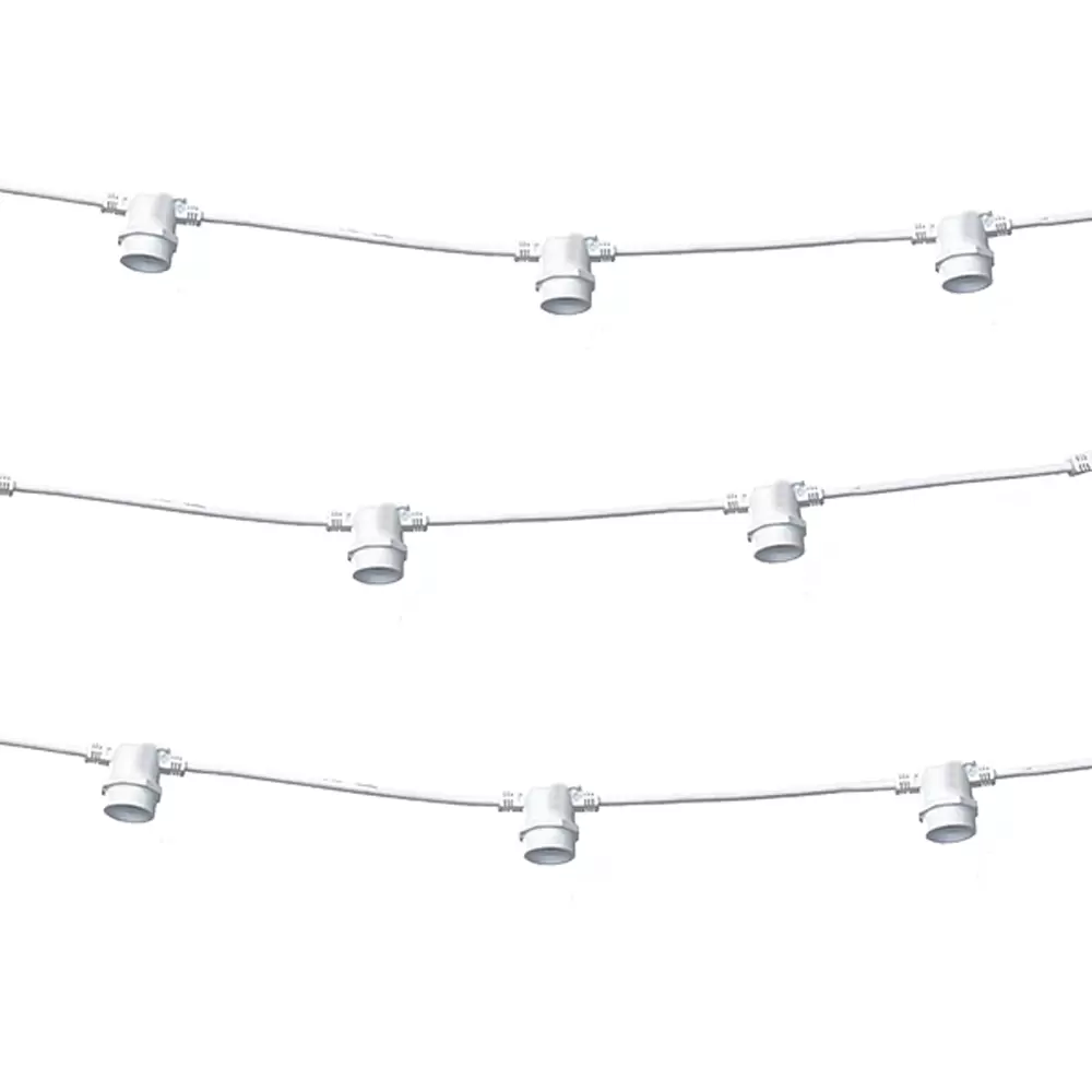 Catena di luci lineare 10 metri con 10 lampadine E27 Bianco caldo 2700K IP54 Bianca Wisdom - immagine 8
