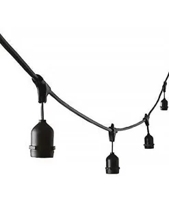 Catena di luci pendente 10 metri per 10 lampadine E27 IP54 Nera Wisdom