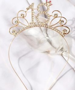 Cerchietto Capelli Oro con Coroncina e Strass “18 Anni” – Decorazione, Accessorio Compleanno 18 Anni per Lei