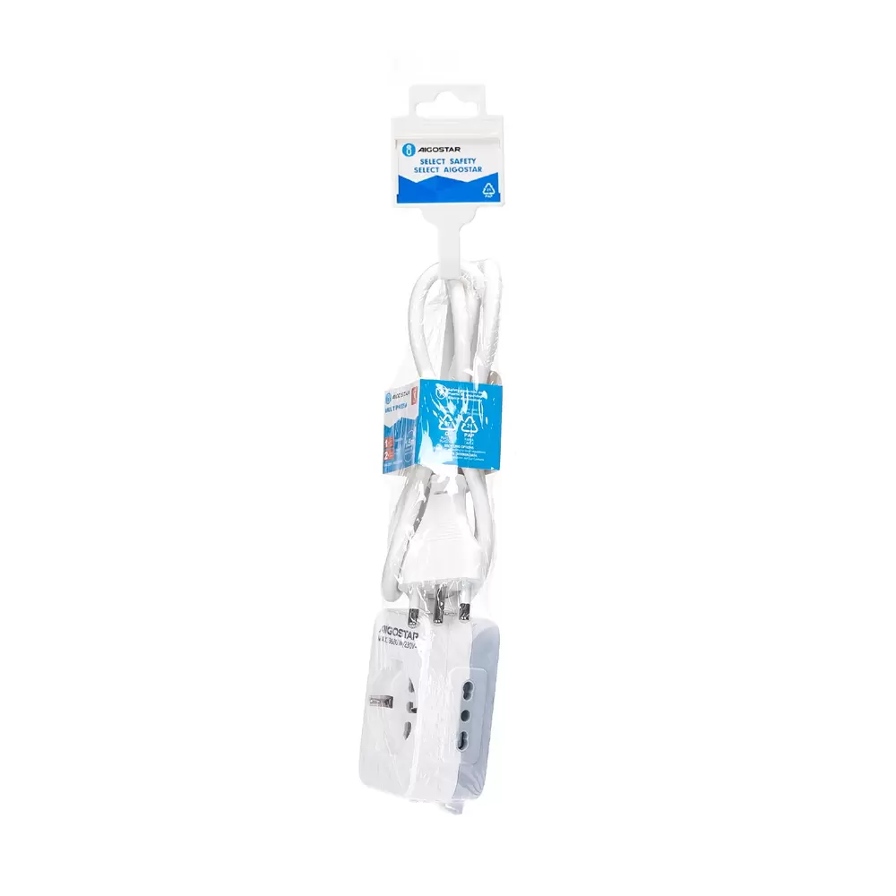 Ciabatta multipresa elettrica 3 posti con cavo da 1,5m – 1Presa Schuko + 2 Bipasso Aigostar - immagine 4