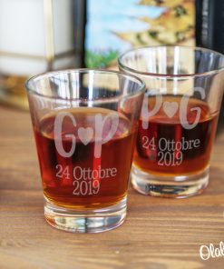 Coppia di Bicchierini Conici da Liquore Personalizzati con Iniziali e Data – Idea Regalo Anniversario