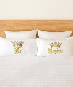 Coppia di Federe Bianche Personalizzate Re e Regina – Idea Regalo Divertente per Anniversario