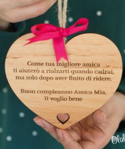 Targhetta da Appendere a Cuore in Legno con Dedica Speciale
