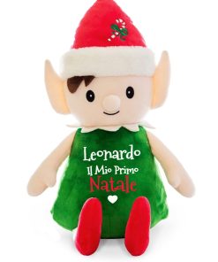 Elfo di Natale Peluche Personalizzato per Bambino Primo Natale