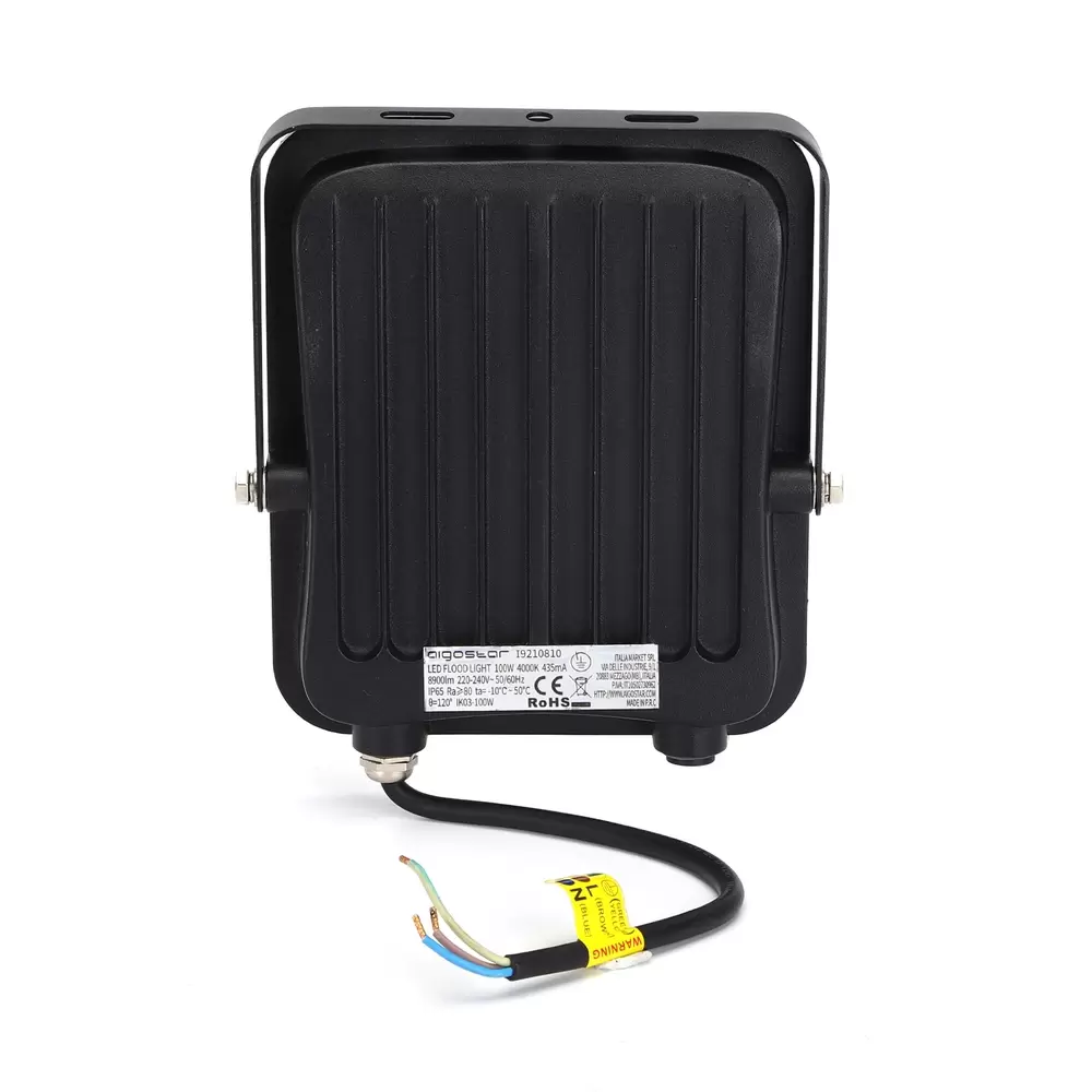 Faro proiettore Led 100W Nero da esterno IP65 Bianco freddo 6500K con sensore crepuscolare e di movimento Aigostar - immagine 2