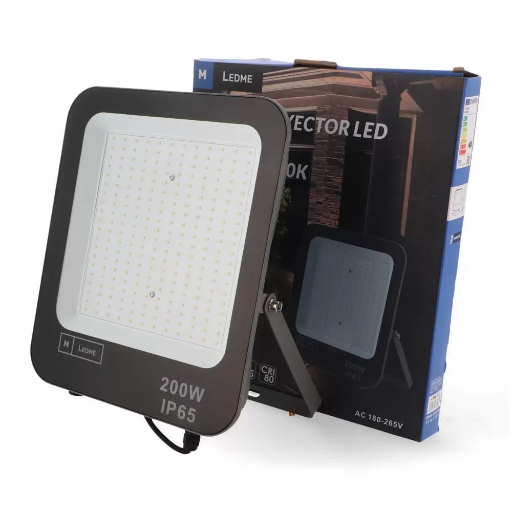 Faro proiettore Led Napoli 200W Nero da esterno IP65 Bianco neutro 4000K M LEDME - immagine 3