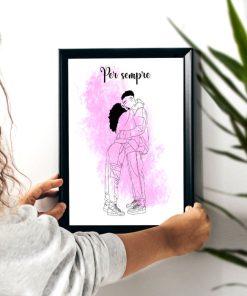 Ritratto Digitale a Partire dalla Tua Foto con Sfondo Effetto Acquerello – Idea Regalo San Valentino e Anniversario