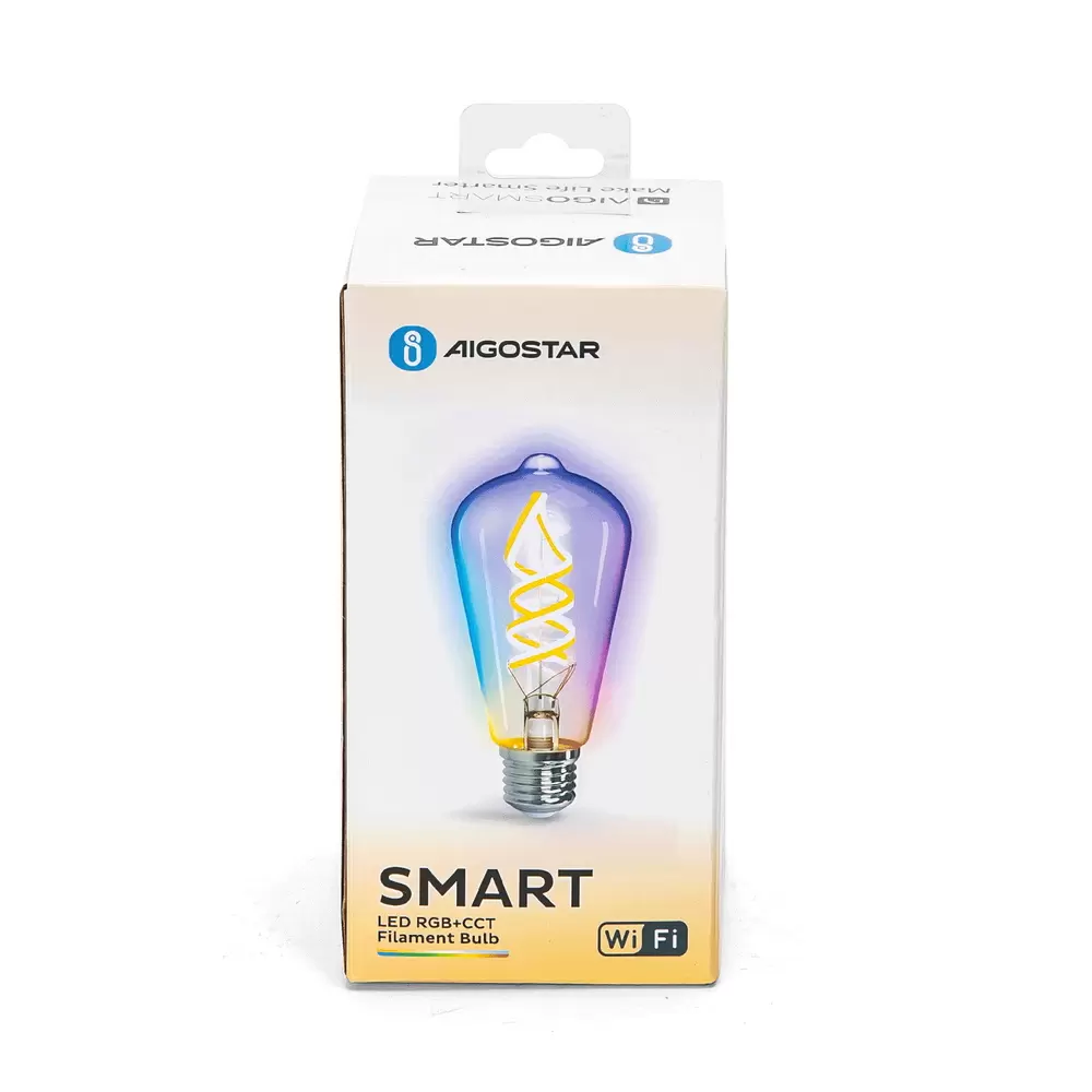 Lampadina Led a Filamento Smart ST64 E27 4,9W WiFi RGB CCT luce regolabile e dimmerabile Aigostar - immagine 6