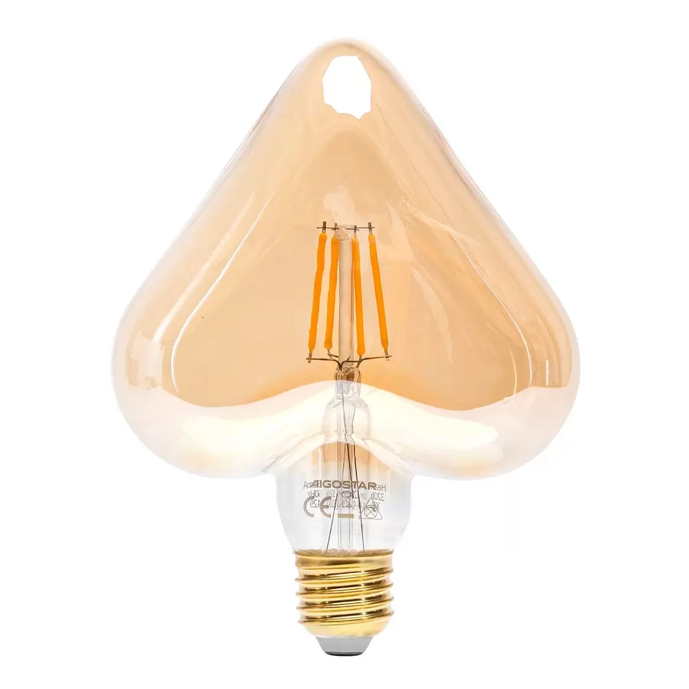 Lampadina Led Cuore Vintage a Filamento E27 a 4W decorativa Bianco caldo 1800K Aigostar