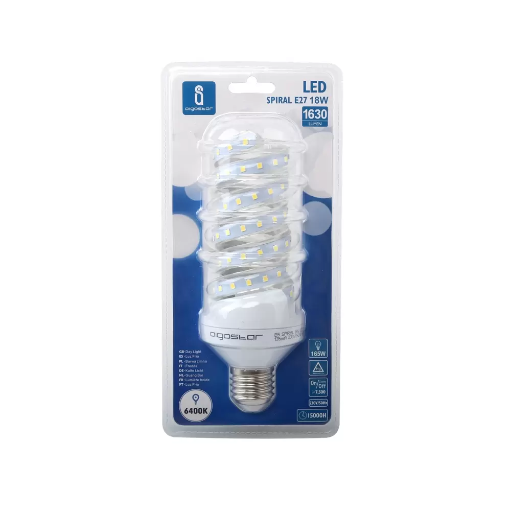 Lampadina Led E27 a tubo a spirale 18W Bianco caldo 3000K Aigostar - immagine 3