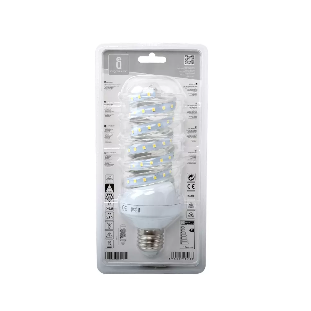 Lampadina Led E27 a tubo a spirale 18W Bianco caldo 3000K Aigostar - immagine 4