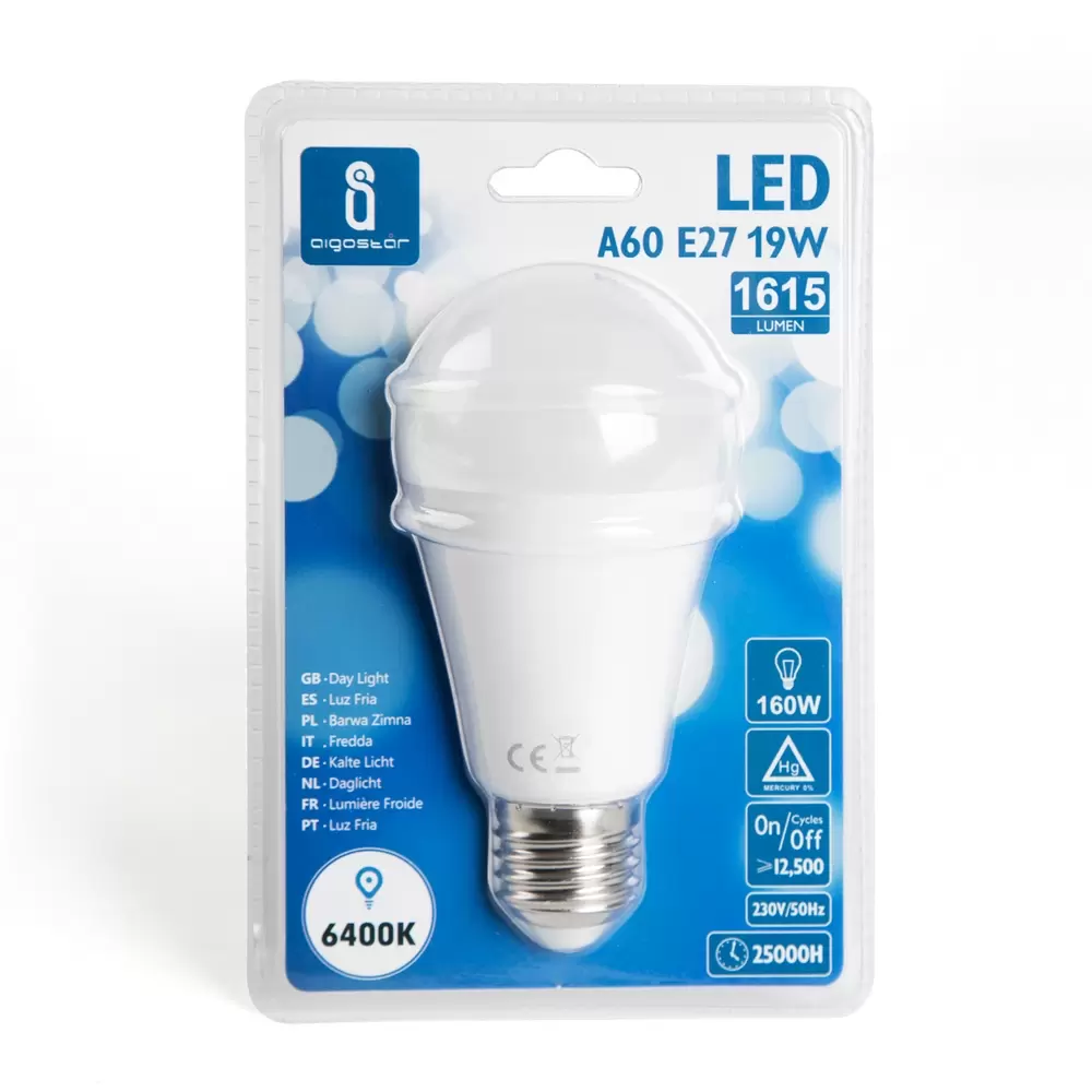 Lampadina Led E27 A60 a bulbo 19W Bianco freddo 6400K Aigostar - immagine 3