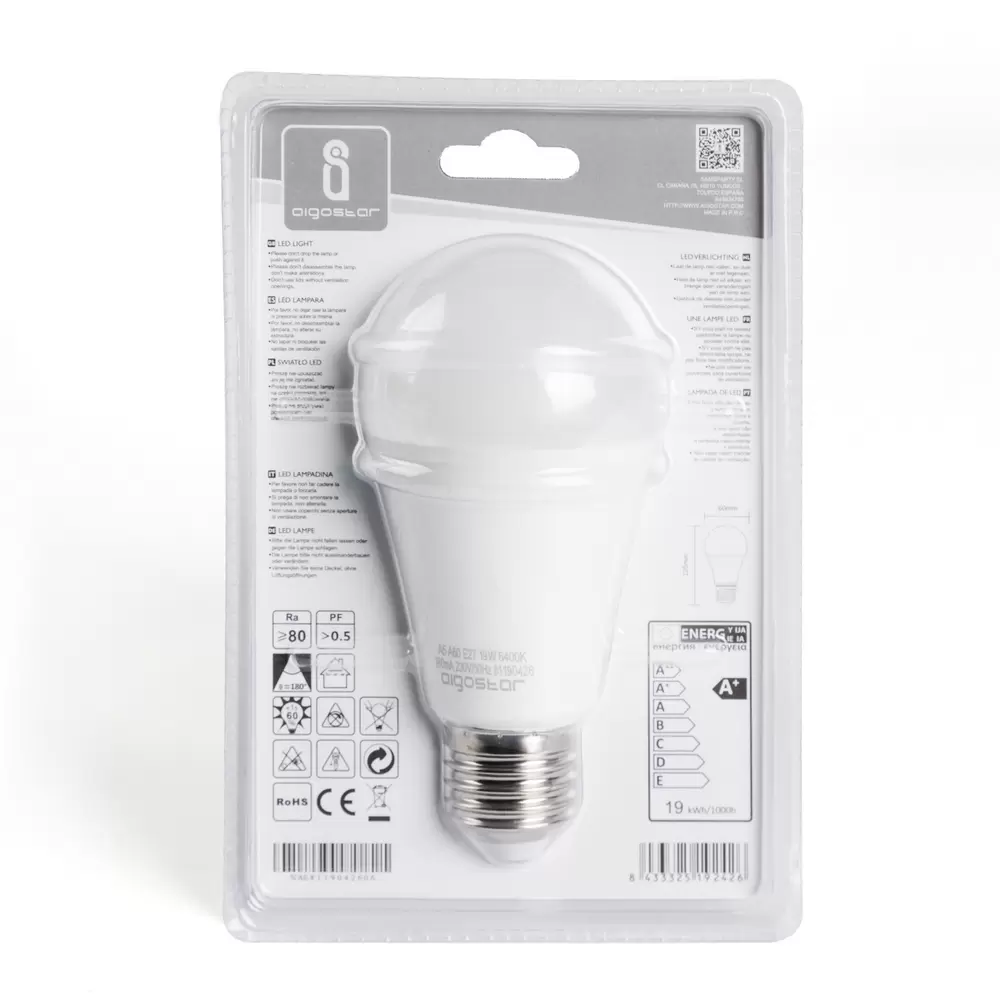 Lampadina Led E27 A60 a bulbo 19W Bianco freddo 6400K Aigostar - immagine 4