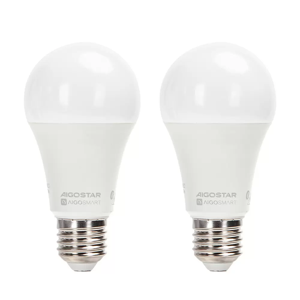 Lampadina Led Smart A60 E27 12W WiFi Bluetooth Mesh RGB CCT luce regolabile e dimmerabile confezione da 2pz Aigostar - immagine 2