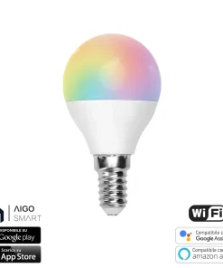 Lampadina Led Smart G45 E14 6,5W WiFi RGB CCT luce regolabile e dimmerabile Aigostar