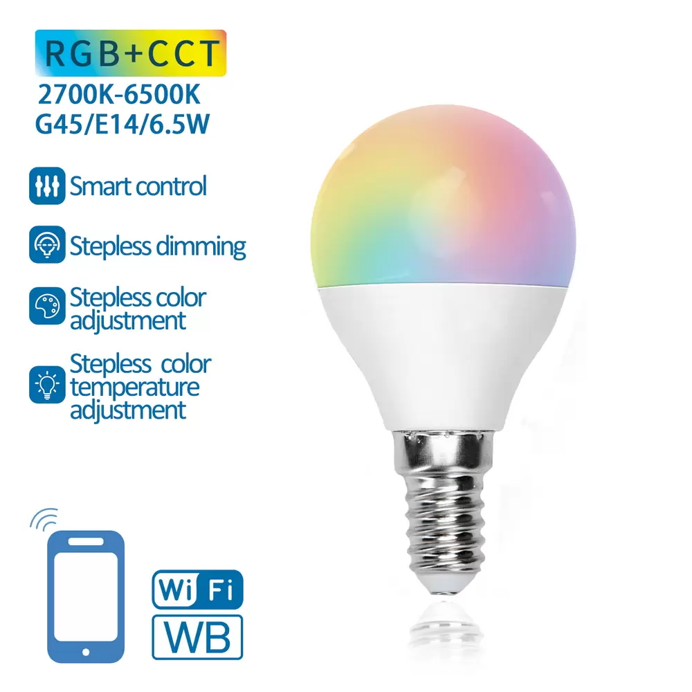 Lampadina Led Smart G45 E14 6,5W WiFi RGB CCT luce regolabile e dimmerabile Aigostar - immagine 3