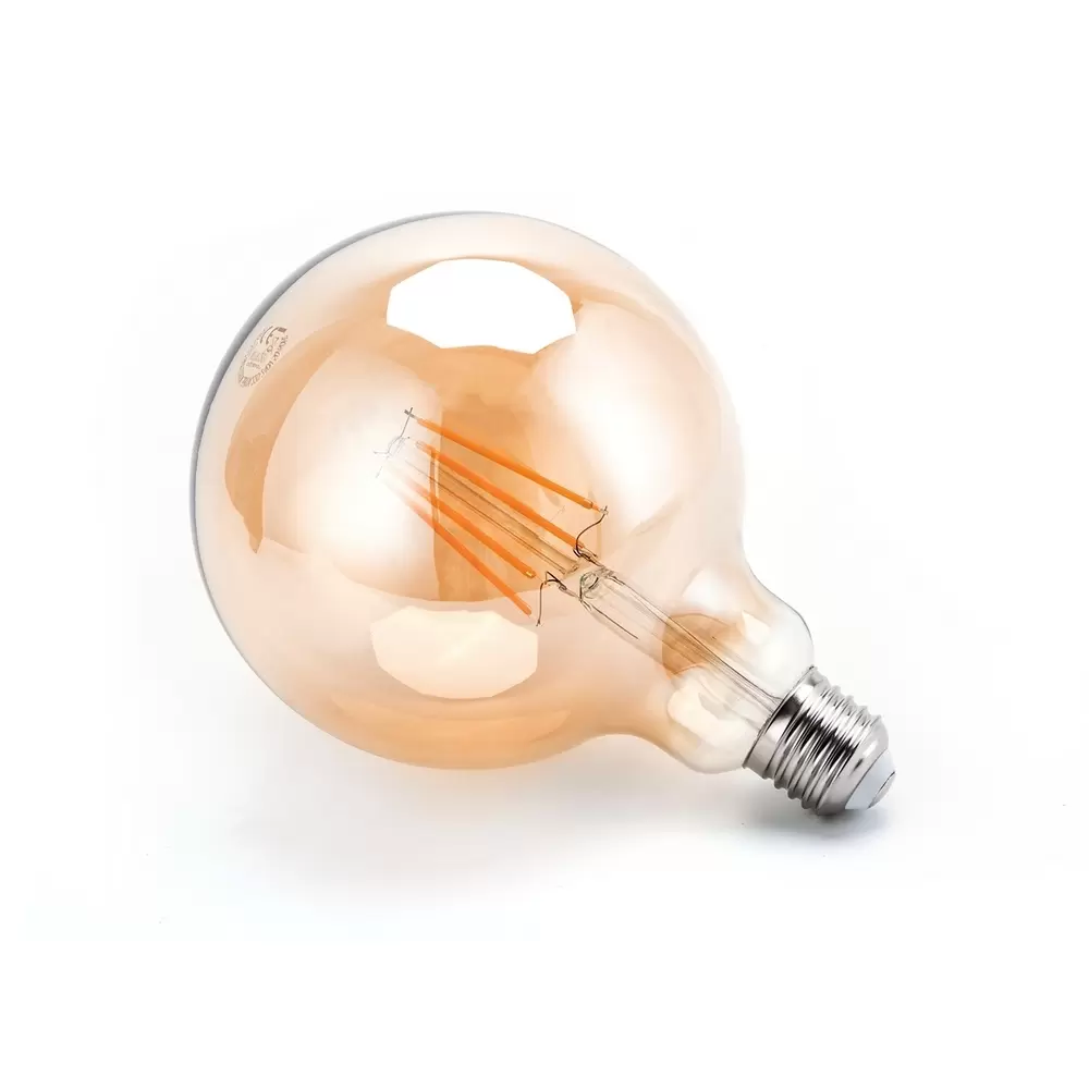Lampadina Led Vintage a Filamento E27 G125 a globo 8W Bianco caldo 2200K dimmerabile FSL - immagine 2