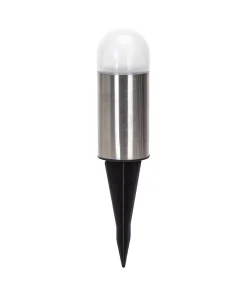 Lampioncino segnapassi Led Bullet 0,006W Argento in acciaio con pannello solare IP44 Bianco freddo 6500K con sensore crepuscolare Aigostar