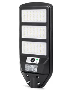 Lampione stradale Led 150W Nero con pannello solare IP65 Bianco freddo 6500K con sensore crepuscolare e di movimento Aigostar