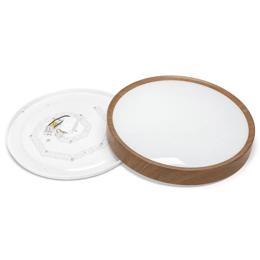 Plafoniera Led 24W Cornice marrone rotonda Bianco freddo 6500K Aigostar - immagine 4