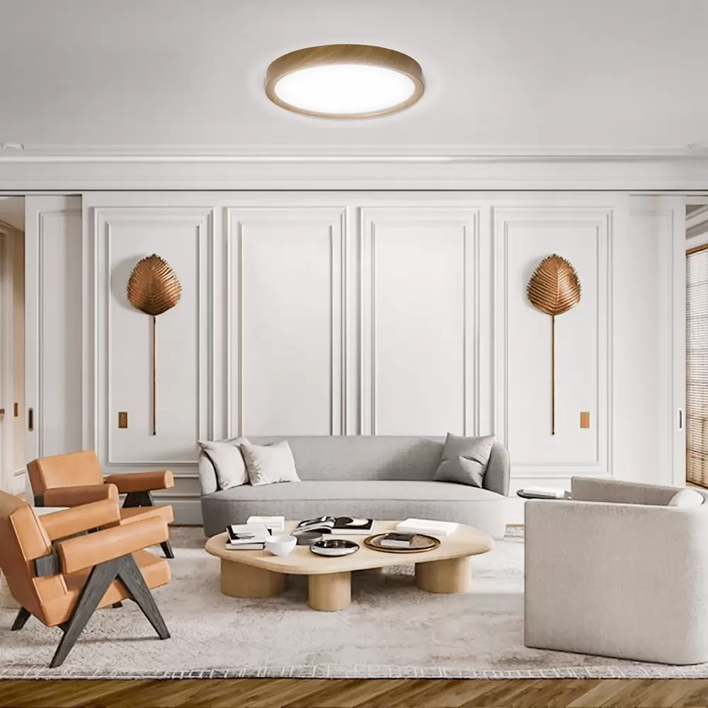 Plafoniera Led 24W Cornice marrone rotonda Bianco freddo 6500K Aigostar - immagine 5