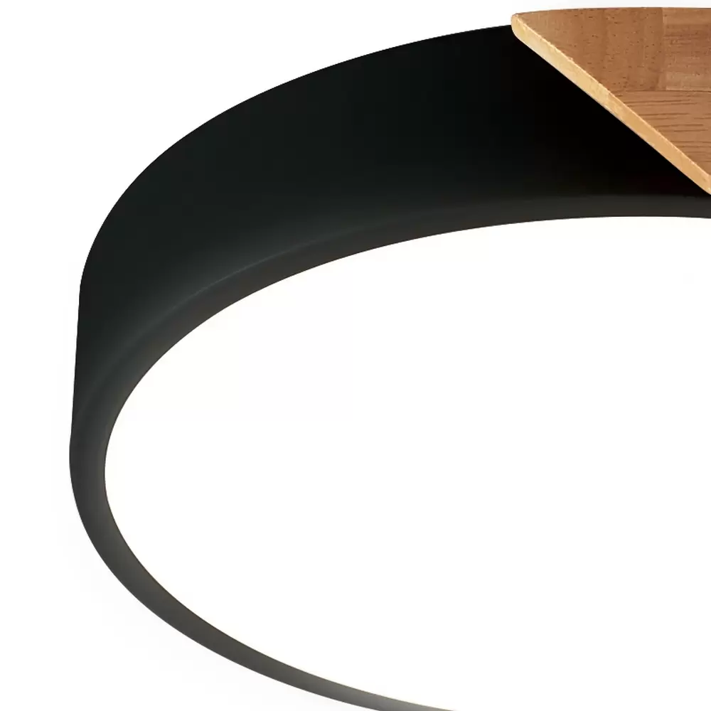 Plafoniera Led Wood 24W Nera e Marrone Rotonda CCT luce regolabile con telecomando M LEDME - immagine 2