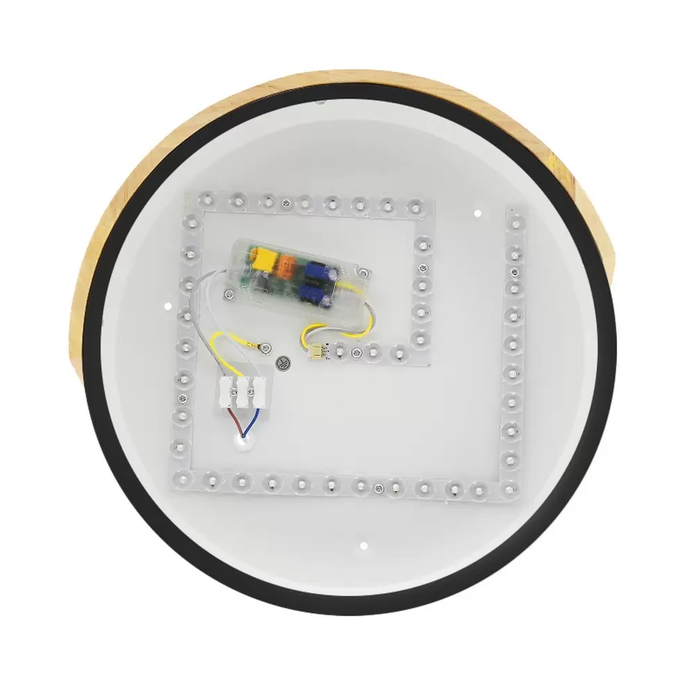 Plafoniera Led Wood 24W Nera e Marrone Rotonda CCT luce regolabile con telecomando M LEDME - immagine 3
