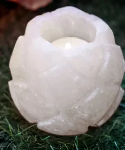 Portacandela di Sale Himalayano Bianco naturale a forma di Rosa 750gr