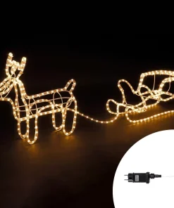 Renna natalizia con slitta luminosa Led da giardino 120x22x48cm Wisdom