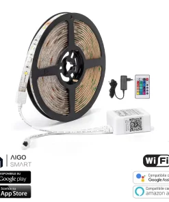 Striscia Led Smart 12V 16,5W 5 metri WiFi RGB CCT luce regolabile e dimmerabile Aigostar