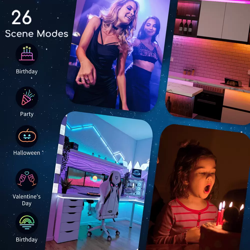 Striscia Led Smart 12V 16,5W 5 metri WiFi RGB CCT luce regolabile e dimmerabile Aigostar - immagine 6