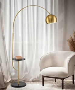 Perenz TABLEAU 8410OB – Lampada da terra con base e tavolino in marmo