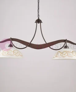 ALLEGHE Lampadario Bilanciere Rustico Country a 2 Luci in Ferro Battuto Ruggine